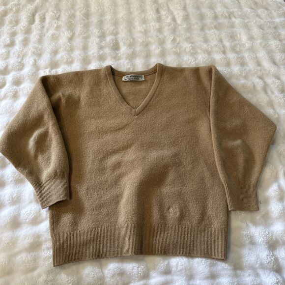 Burberrys Vintage Beige Women’s Size Medium 8-10 Lambs wool Sweater Brown Warm - Picture 1 of 16